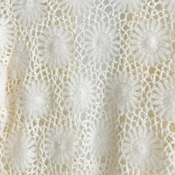 Vintage Crochet Mohair Blend Cream Ivory Cardigan M - Picture 7 of 7